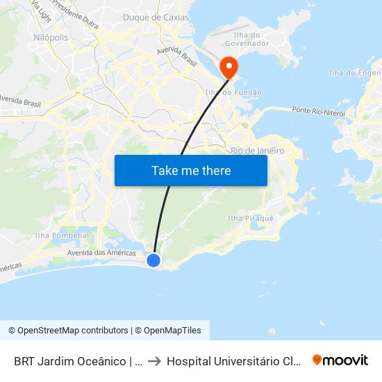 BRT Jardim Oceânico | Term. Nuta James to Hospital Universitário Clementino Fraga Filho map