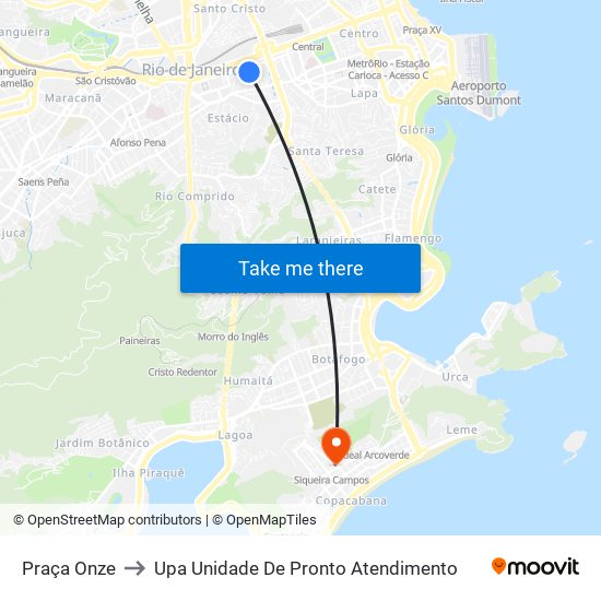 Praça Onze to Upa Unidade De Pronto Atendimento map