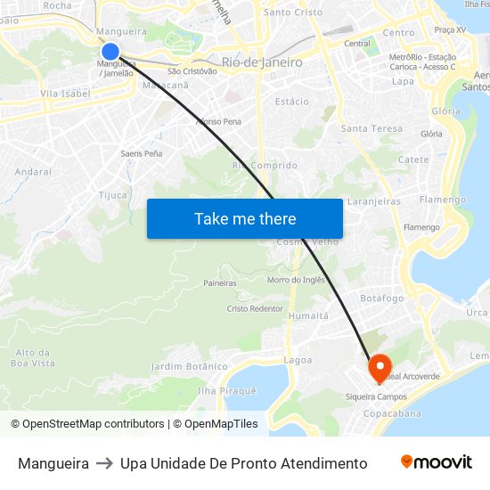 Mangueira to Upa Unidade De Pronto Atendimento map