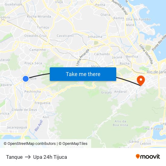 Tanque to Upa 24h Tijuca map