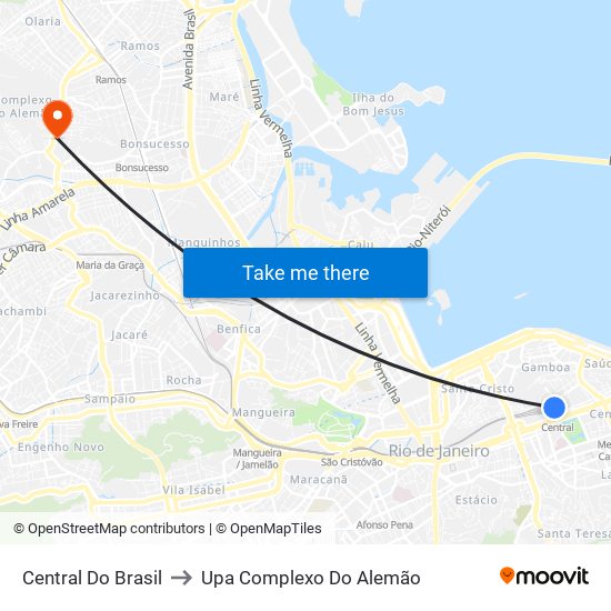 Central Do Brasil to Upa Complexo Do Alemão map