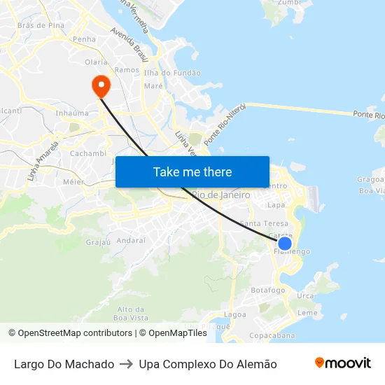 Largo Do Machado to Upa Complexo Do Alemão map