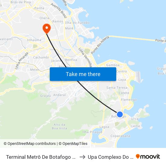 Terminal Metrô De Botafogo (Vila Isabel) to Upa Complexo Do Alemão map