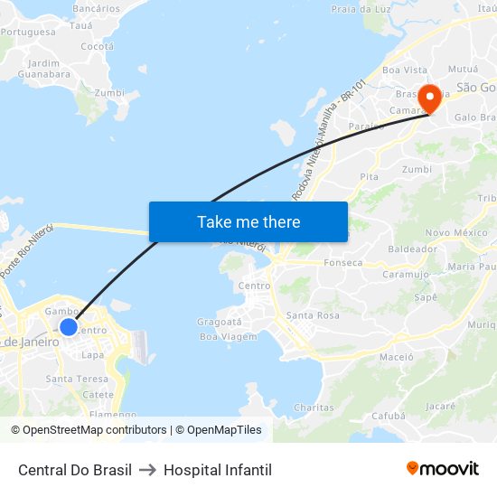 Central Do Brasil to Hospital Infantil map