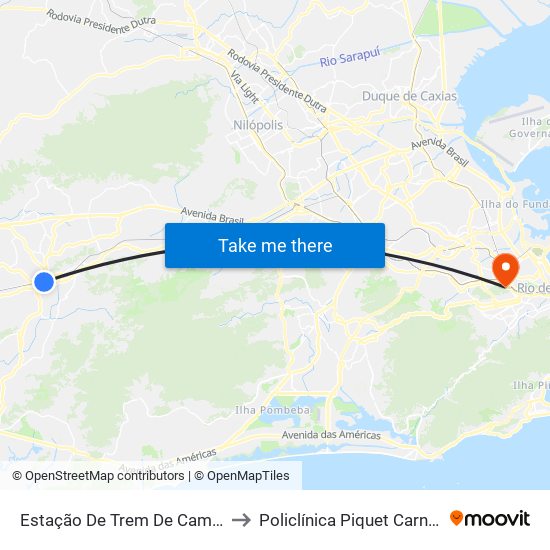 Estação De Trem De Campo Grande to Policlínica Piquet Carneiro (Uerj) map