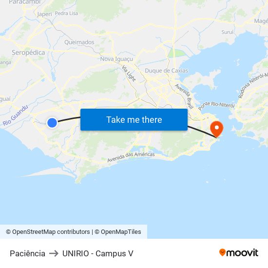 Paciência to UNIRIO - Campus V map