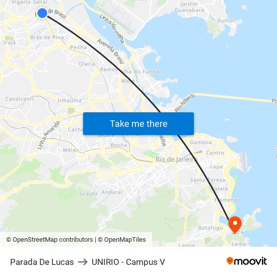 Parada De Lucas to UNIRIO - Campus V map