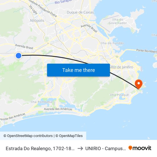 Estrada Do Realengo, 1702-1804 to UNIRIO - Campus V map