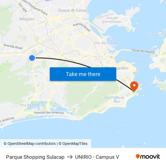 Parque Shopping Sulacap to UNIRIO - Campus V map