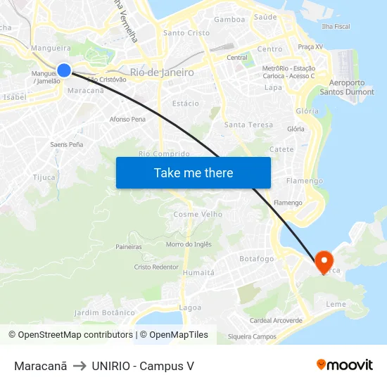 Maracanã to UNIRIO - Campus V map