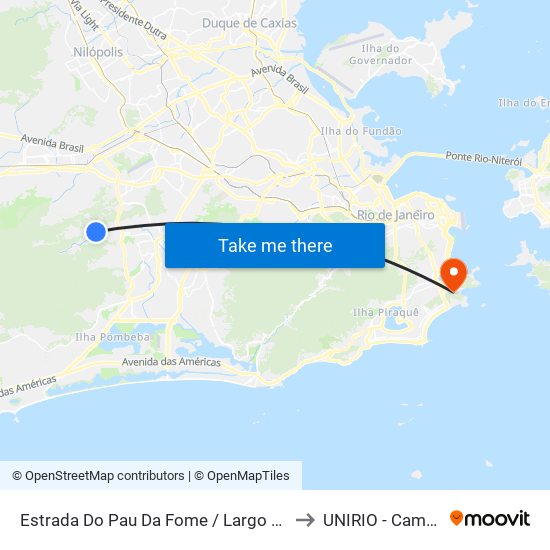 Estrada Do Pau Da Fome / Largo Da Capela to UNIRIO - Campus V map
