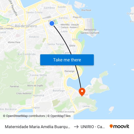 Maternidade Maria Amélia Buarque De Hollanda to UNIRIO - Campus V map