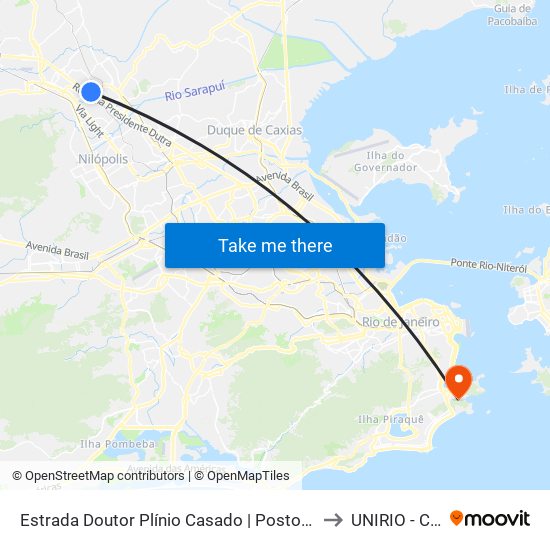 Estrada Doutor Plínio Casado | Posto 13 - Sentido Nova Iguaçu to UNIRIO - Campus V map