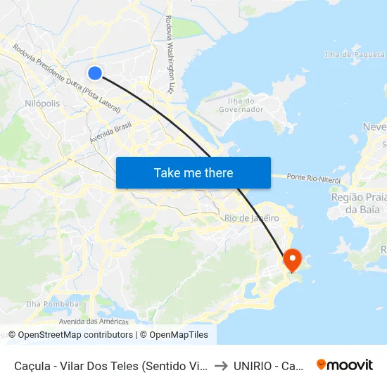 Caçula - Vilar Dos Teles (Sentido Vilar Dos Teles) to UNIRIO - Campus V map