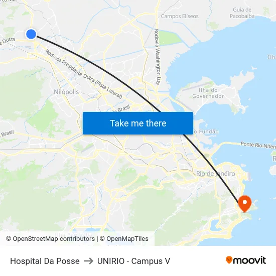 Hospital Da Posse to UNIRIO - Campus V map