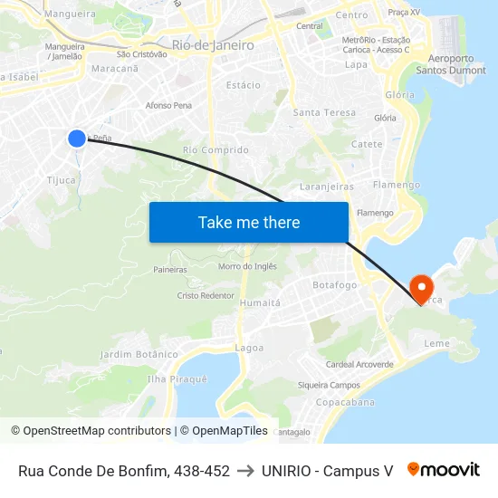 Rua Conde De Bonfim, 438-452 to UNIRIO - Campus V map