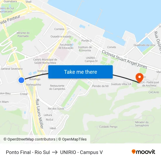 Ponto Final - Rio Sul to UNIRIO - Campus V map