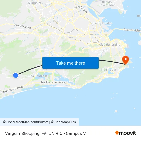 Vargem Shopping to UNIRIO - Campus V map