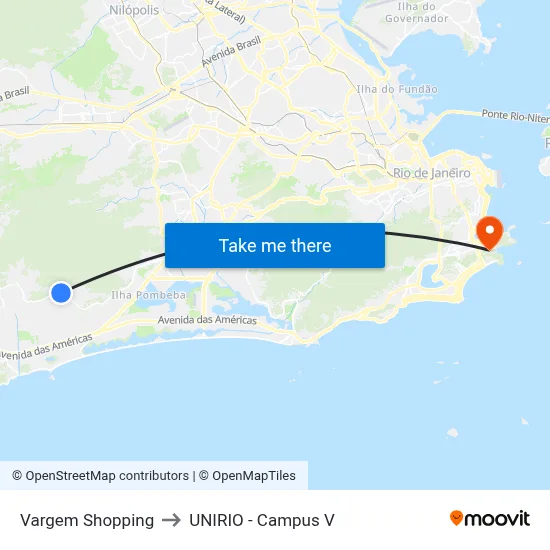 Vargem Shopping to UNIRIO - Campus V map
