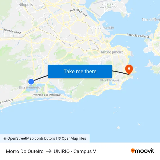 Morro Do Outeiro to UNIRIO - Campus V map
