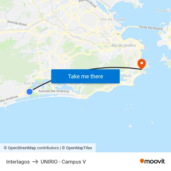 Interlagos to UNIRIO - Campus V map