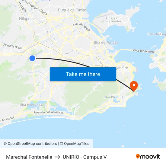 Marechal Fontenelle to UNIRIO - Campus V map