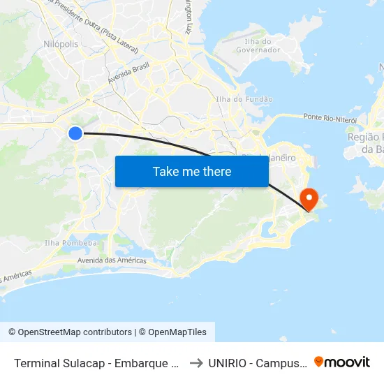 Terminal Sulacap - Embarque Brt to UNIRIO - Campus V map