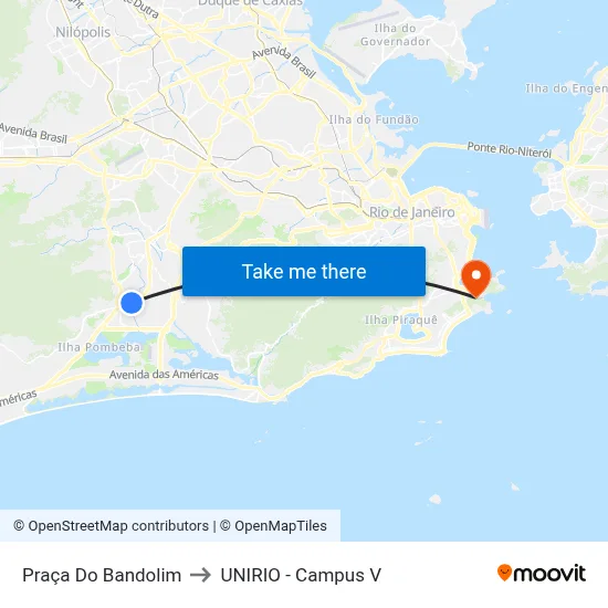Praça Do Bandolim to UNIRIO - Campus V map