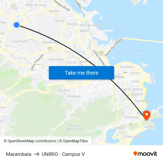 Marambaia to UNIRIO - Campus V map