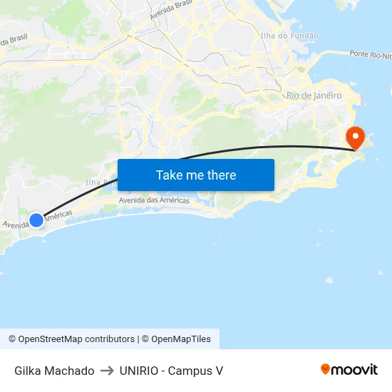 Gilka Machado to UNIRIO - Campus V map
