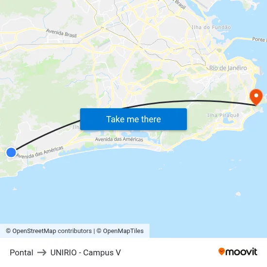Pontal to UNIRIO - Campus V map
