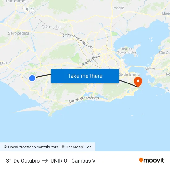 31 De Outubro to UNIRIO - Campus V map