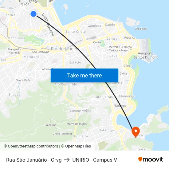 Rua São Januário - Crvg to UNIRIO - Campus V map