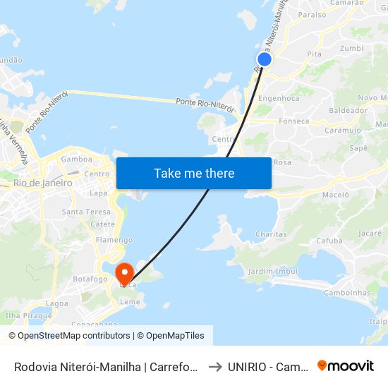 Rodovia Niterói-Manilha | Carrefour Manilha to UNIRIO - Campus V map