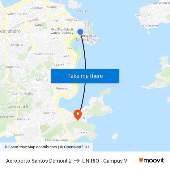 Aeroporto Santos Dumont ✈ to UNIRIO - Campus V map