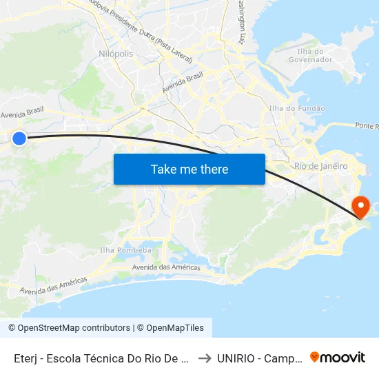 Eterj - Escola Técnica Do Rio De Janeiro to UNIRIO - Campus V map