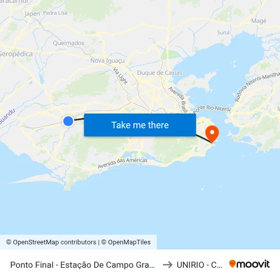 Ponto Final - Estação De Campo Grande (731, 790 E Sv790) to UNIRIO - Campus V map
