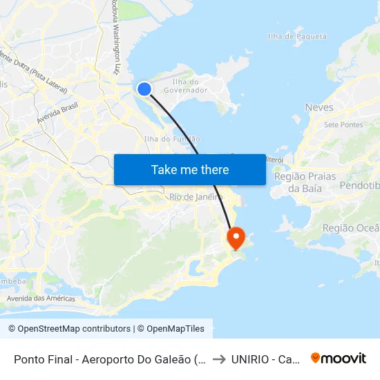 Ponto Final - Aeroporto Do Galeão (Área De Apoio) to UNIRIO - Campus V map
