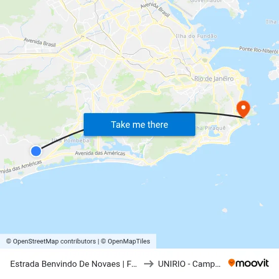 Estrada Benvindo De Novaes | Fontela to UNIRIO - Campus V map