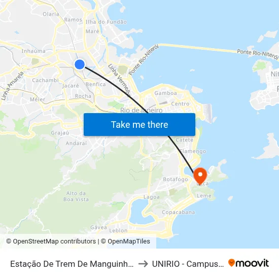 Estação De Trem De Manguinhos to UNIRIO - Campus V map