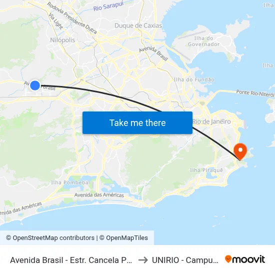 Avenida Brasil - Estr. Cancela Preta to UNIRIO - Campus V map