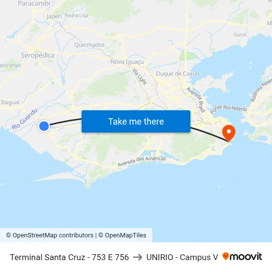 Terminal Santa Cruz - 753 E 756 to UNIRIO - Campus V map