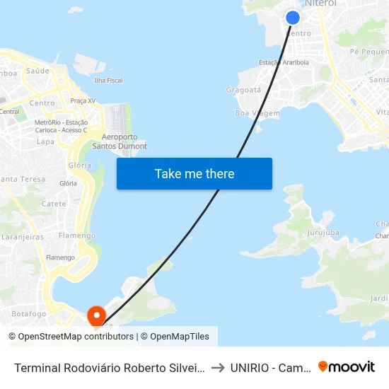 Terminal Rodoviário Roberto Silveira (Niterói) to UNIRIO - Campus V map