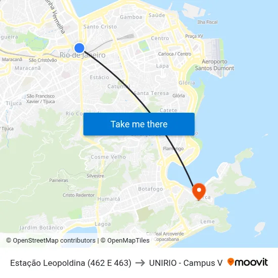 Estação Leopoldina (462 E 463) to UNIRIO - Campus V map