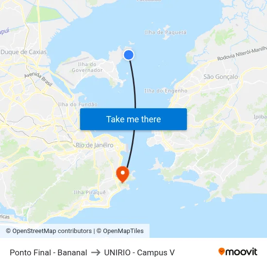 Ponto Final - Bananal to UNIRIO - Campus V map