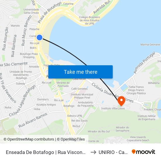 Enseada De Botafogo | Rua Visconde De Ouro Preto to UNIRIO - Campus V map