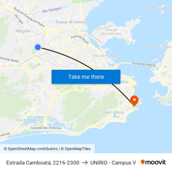 Estrada Camboatá, 2216-2300 to UNIRIO - Campus V map