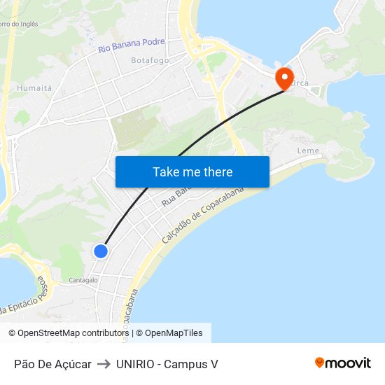 Pão De Açúcar to UNIRIO - Campus V map