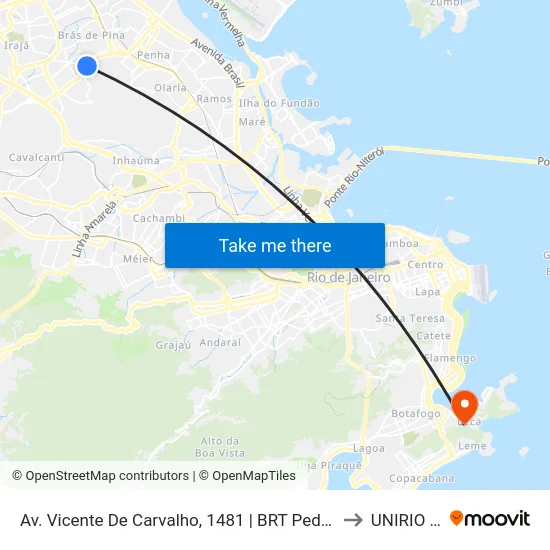 Av. Vicente De Carvalho, 1481 | BRT Pedro Taques (Sentido Vic. Carvalho) to UNIRIO - Campus V map
