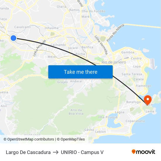 Largo De Cascadura to UNIRIO - Campus V map